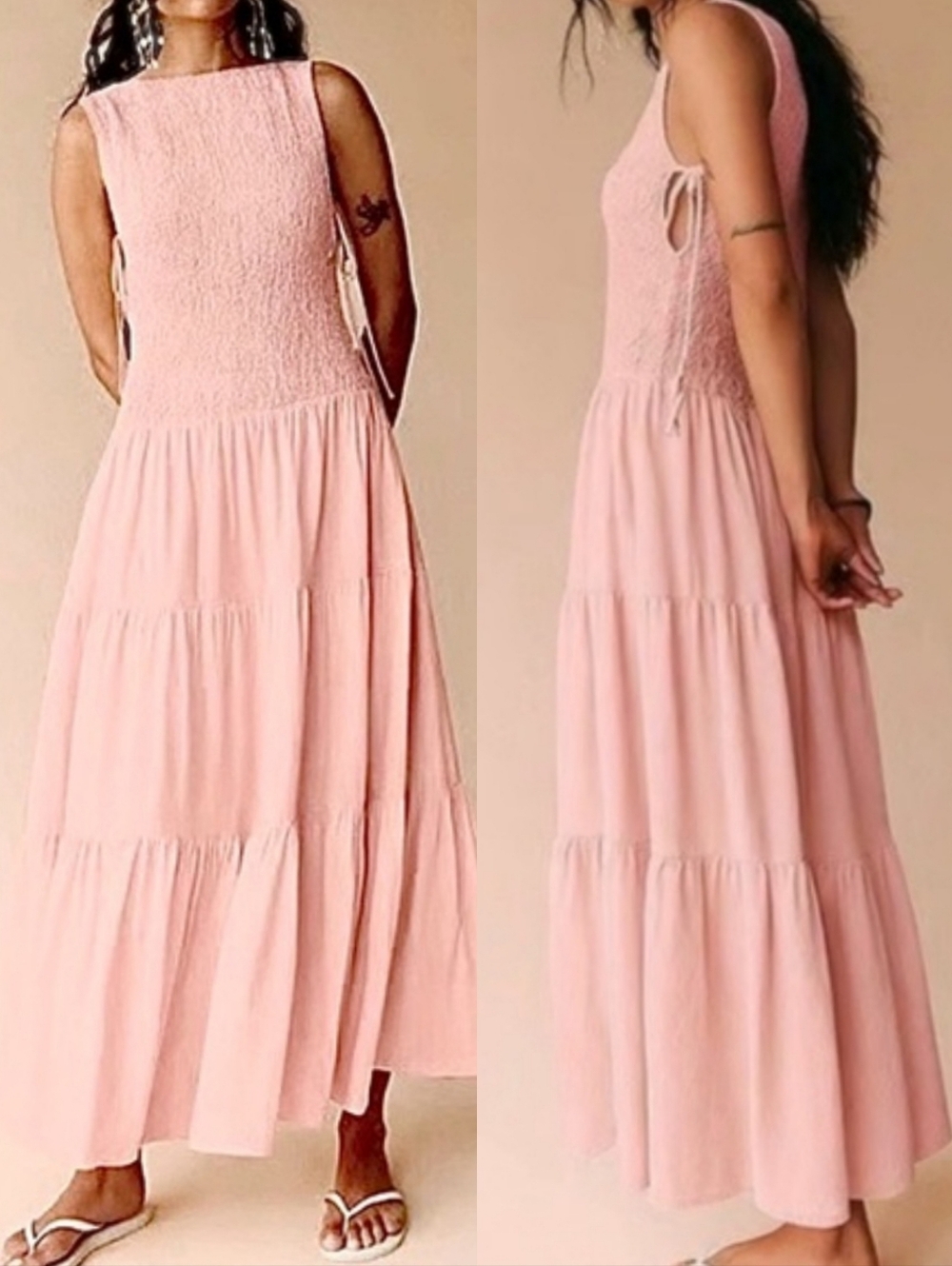 Free People Sterling Smocked Side Tie Maxi Dress